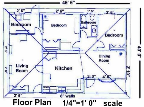 Floor &amp; Roof Plan Scale Drawing (1 to 48)